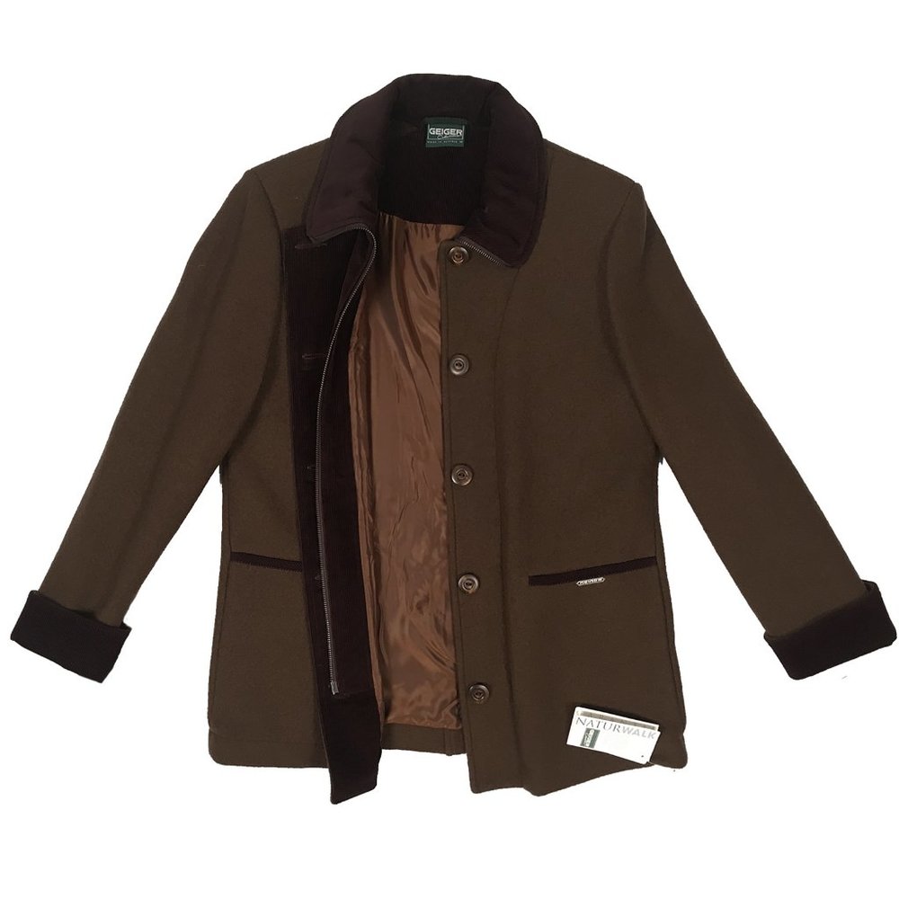 NEW $795 Geiger Austria Boiled Wool Jacket! 8 e 38  Brown With Corduroy Trim